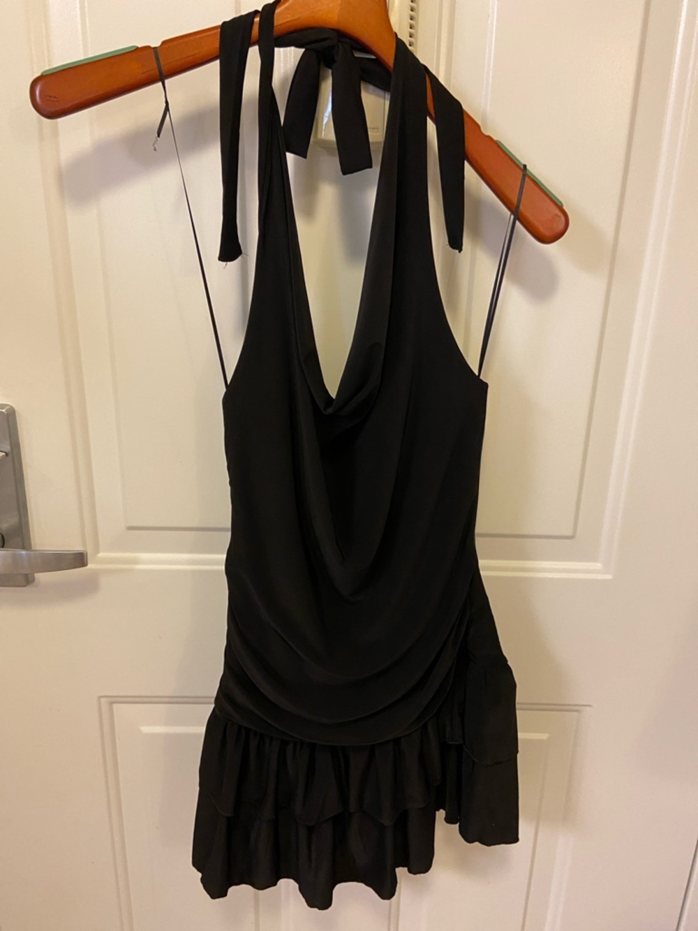 🖤Black Draped Halter Mini Dress with attached Shorts 
Underneath 🖤